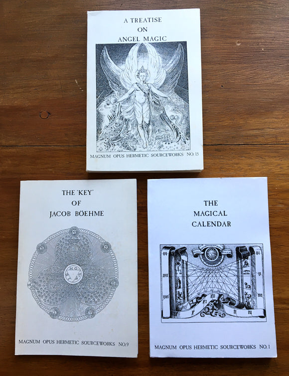 MAGNUM OPUS HERMETIC SOURCEWORKS - 3 Volumes (A Treatise On Angel Magic / The 'Key' Of Jacob Böehme / The Magical Calendar) - Adam McLean 1980s