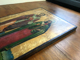 Large vintage SAINT CYPRIAN OF ANTIOCH and JUSTINA Orthodox Altar Icon